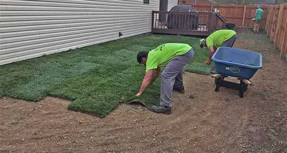 Sod installation in progress at a home in Glen Carbon, IL.